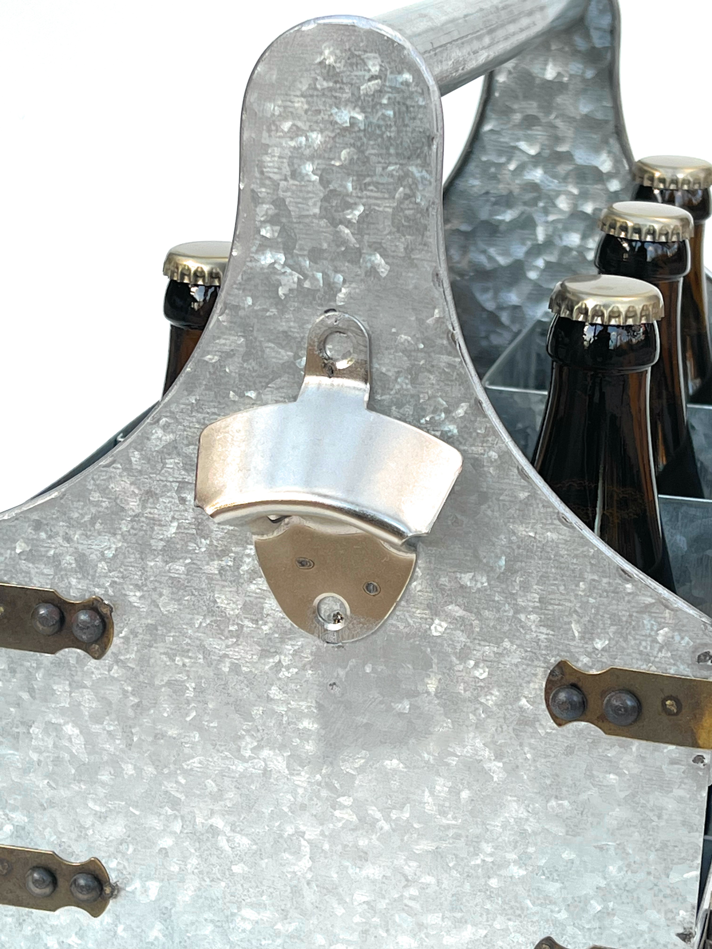 DanDiBo Bierträger Metall mit Öffner 96403 Flaschenträger 6 Flaschen Flaschenöffner  Flaschenkorb Männerhandtasche Männergeschenke - DanDiBo-Ambiente