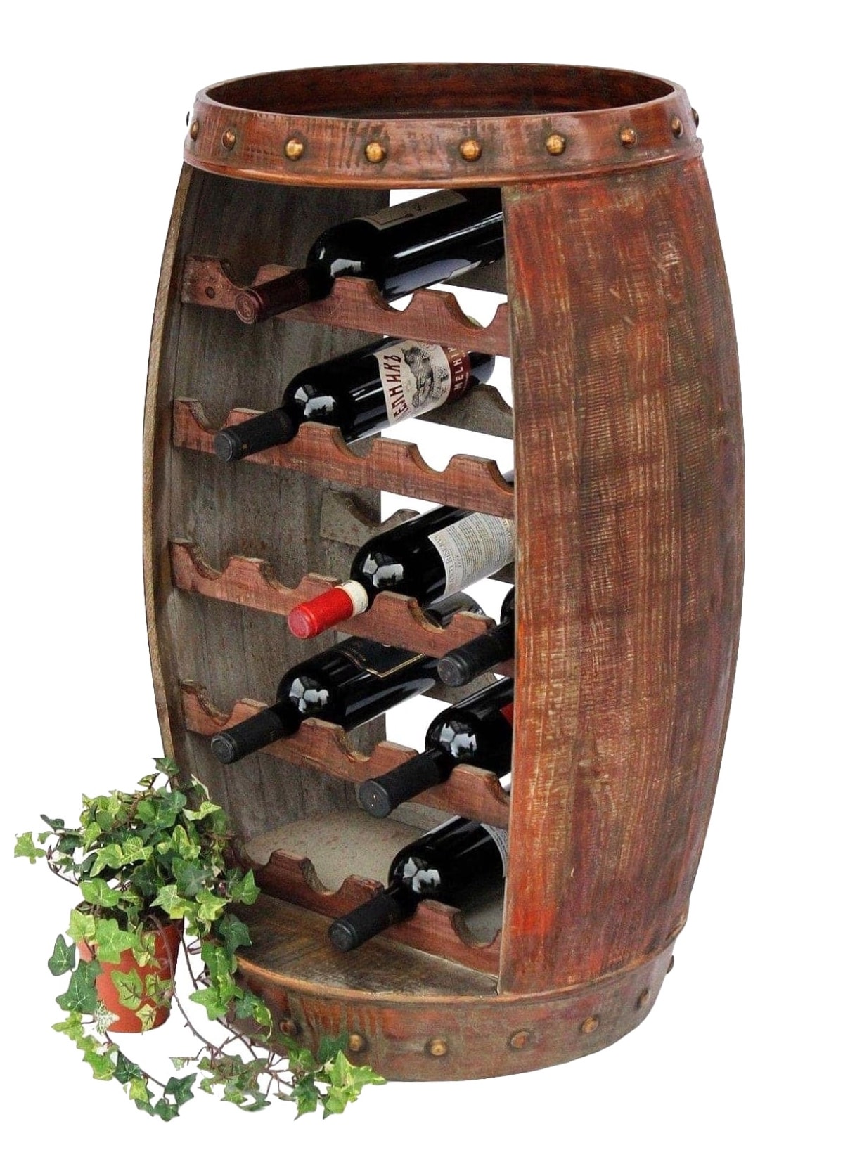 DanDiBo Weinregal Holz Braun mit Ablage 47 cm Flaschenregal mit Glashalter  9202-R Flaschenhalter Weinschrank Regal stehend - DanDiBo-Ambiente