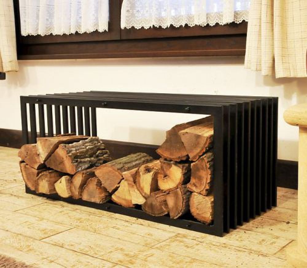 Firewood rack Bench D-Stil 100cm Shelf for firewood Basket for firewood Firewood holder