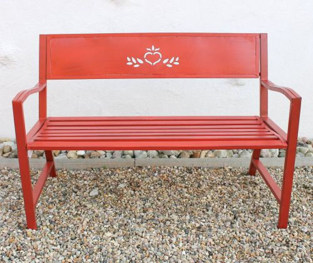 Bench "Passion Garden" bench red 121496 Seat 120cm metalll Iron Flower bench Garden