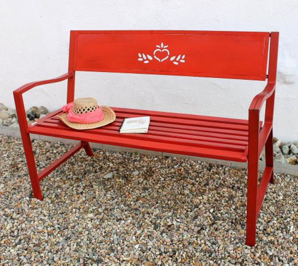 Bench "Passion Garden" bench red 121496 Seat 120cm metalll Iron Flower bench Garden