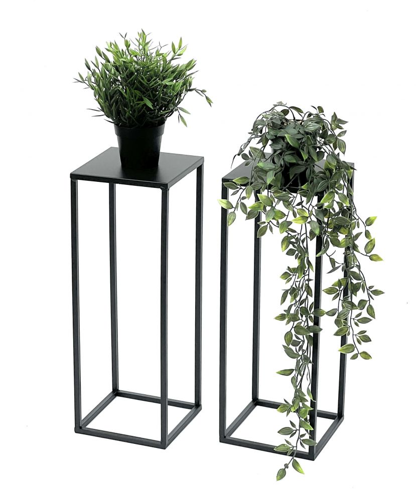 2x DanDiBo Blumenhocker Metall Schwarz 50 cm Blumenständer 96315 S Beistelltisch Blumensäule Modern Pflanzenständer Pflanzenhocker