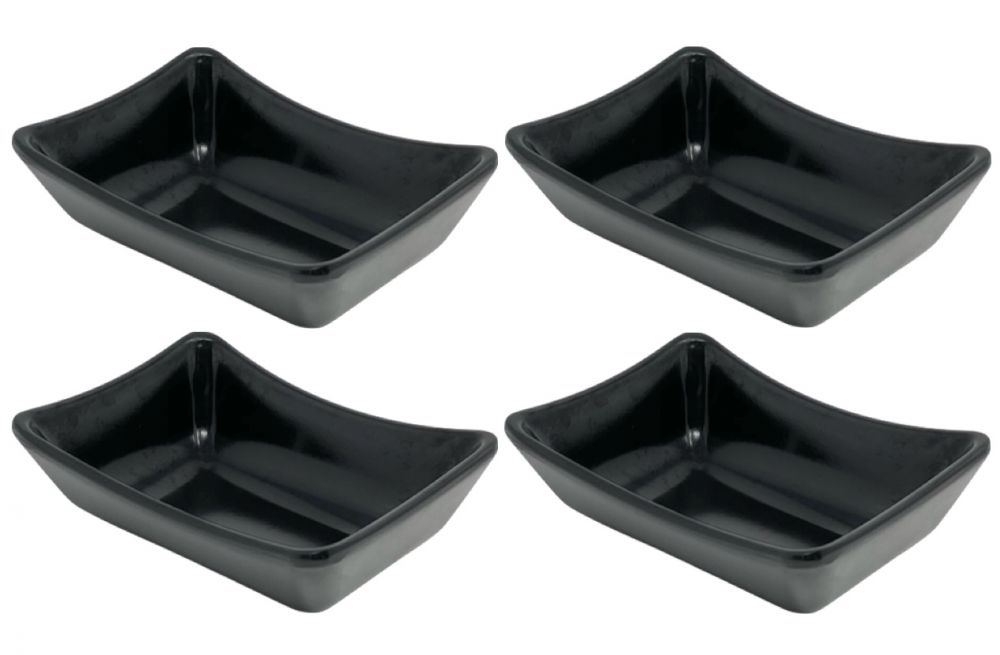 4x Dip Bowls Melamine Set Black 757 Snack Bowl Serving Bowl Small Mini Sauce Bowls Soya