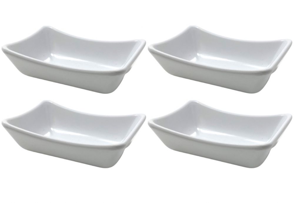 4x Dip Bowls Melamine Set White 756 Snack Bowl Serving Bowl Small Mini Sauce Bowls Soya