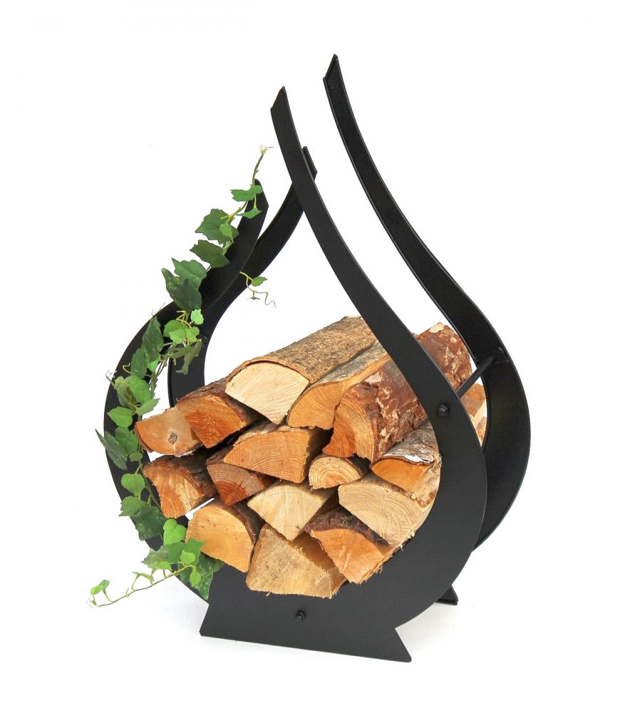 DanDiBo Firewood Rack Metal Black Indoor Firewood Stand Flame 78 cm 190983 Wood Basket Firewood Holder Firewood Rack Wood Rack