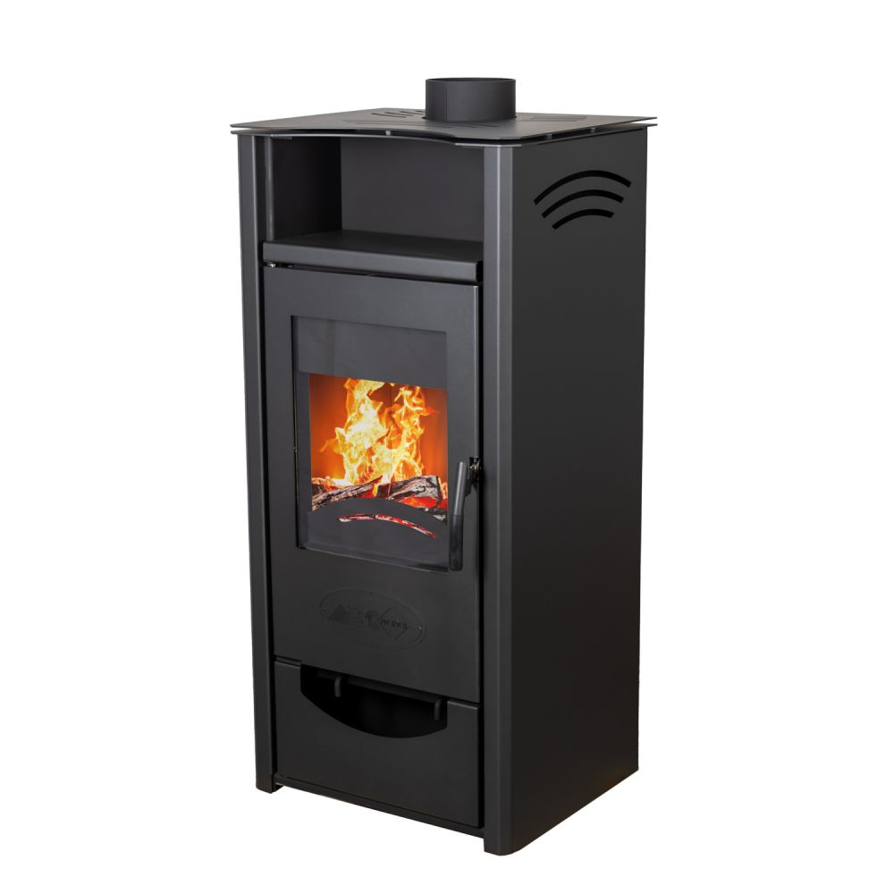 Kaminofen ABC Quadro Black Holzofen 9,5 kW mit Mehrfachbelegung Kamin Ofen Holzofen Holz Werkstattofen Heizofen