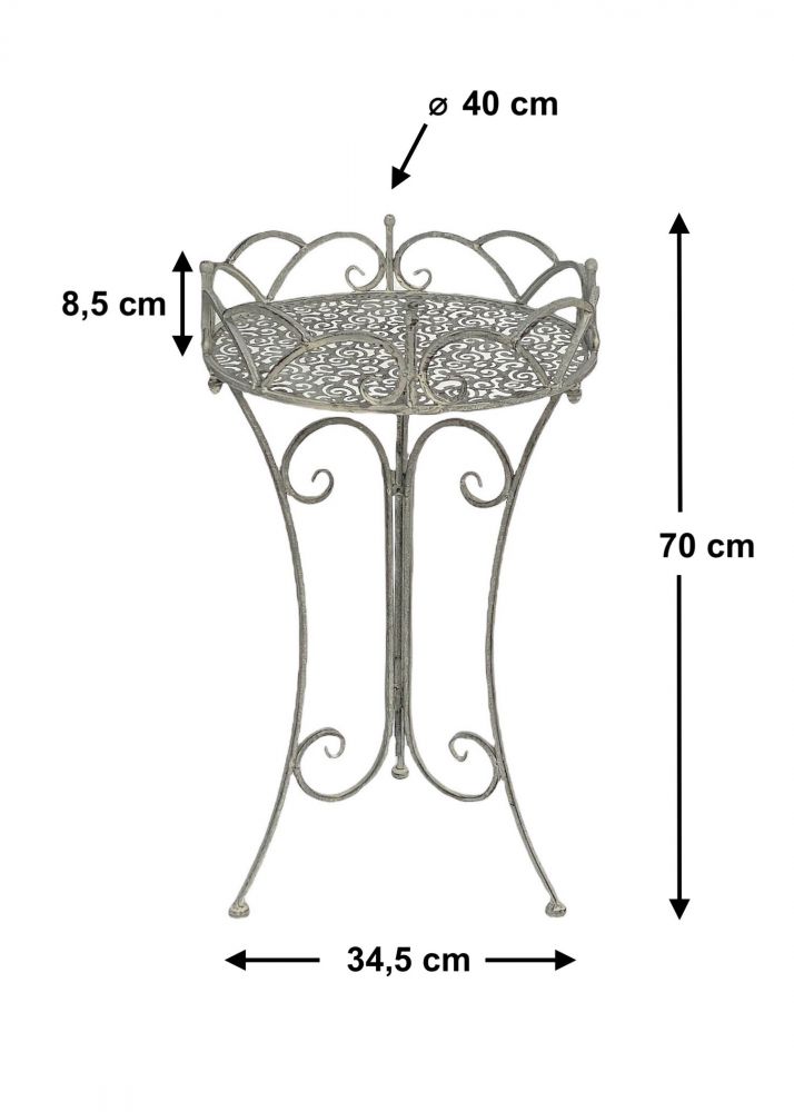 DanDiBo Beistelltisch Metall Rund Garten Grau Antik 96113 Tisch H-70cm D-40 cm Gartentisch Bistrotisch Bartisch