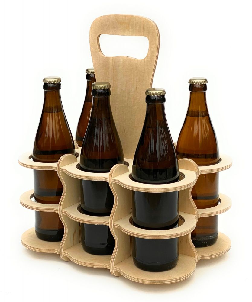 DanDiBo Bierträger aus Holz 6 Flaschen Flaschenträger 96143 Flaschenkorb Männerhandtasche Bier