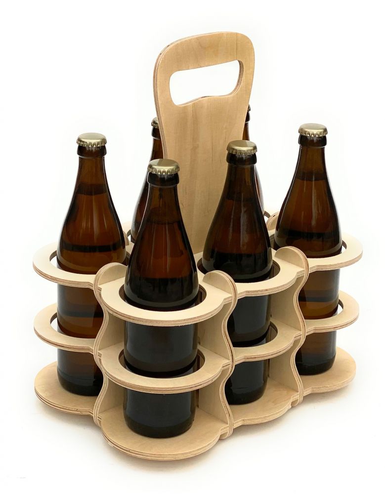 DanDiBo Bierträger aus Holz 6 Flaschen Flaschenträger 96143 Flaschenkorb Männerhandtasche Bier