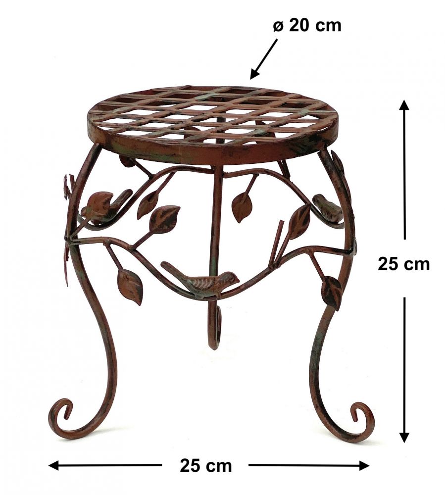 DanDiBo Blumenhocker Metall Braun 25 cm Blumenständer 93992 S Blumensäule Antik Pflanzenständer Pflanzenhocker