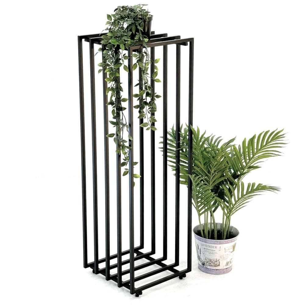 DanDiBo Blumenständer Metall Schwarz Eckig 96609 Pflanzenständer Beistelltisch Modern Design Innen Outdoor