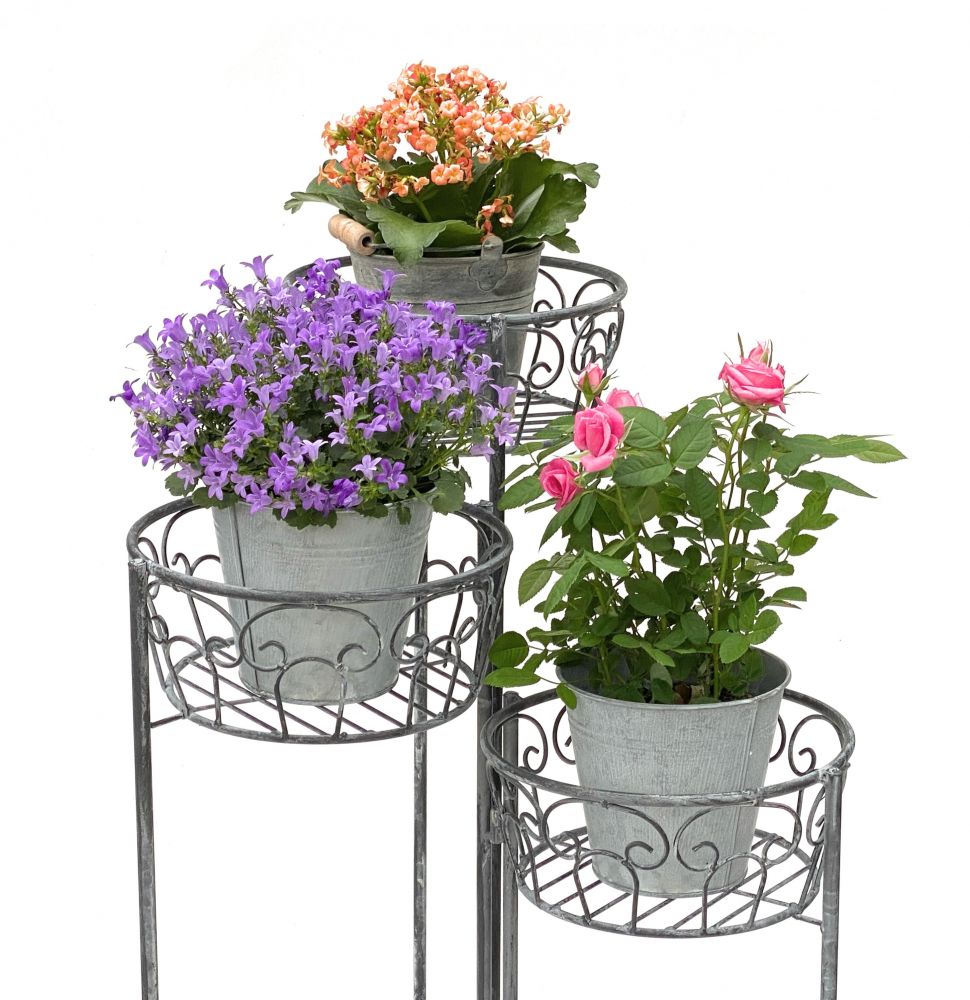 DanDiBo Blumentreppe Metall Rund 75 cm Blumenständer mit 3 Körbe 96012 Blumenständer Blumensäule Pflanzenständer