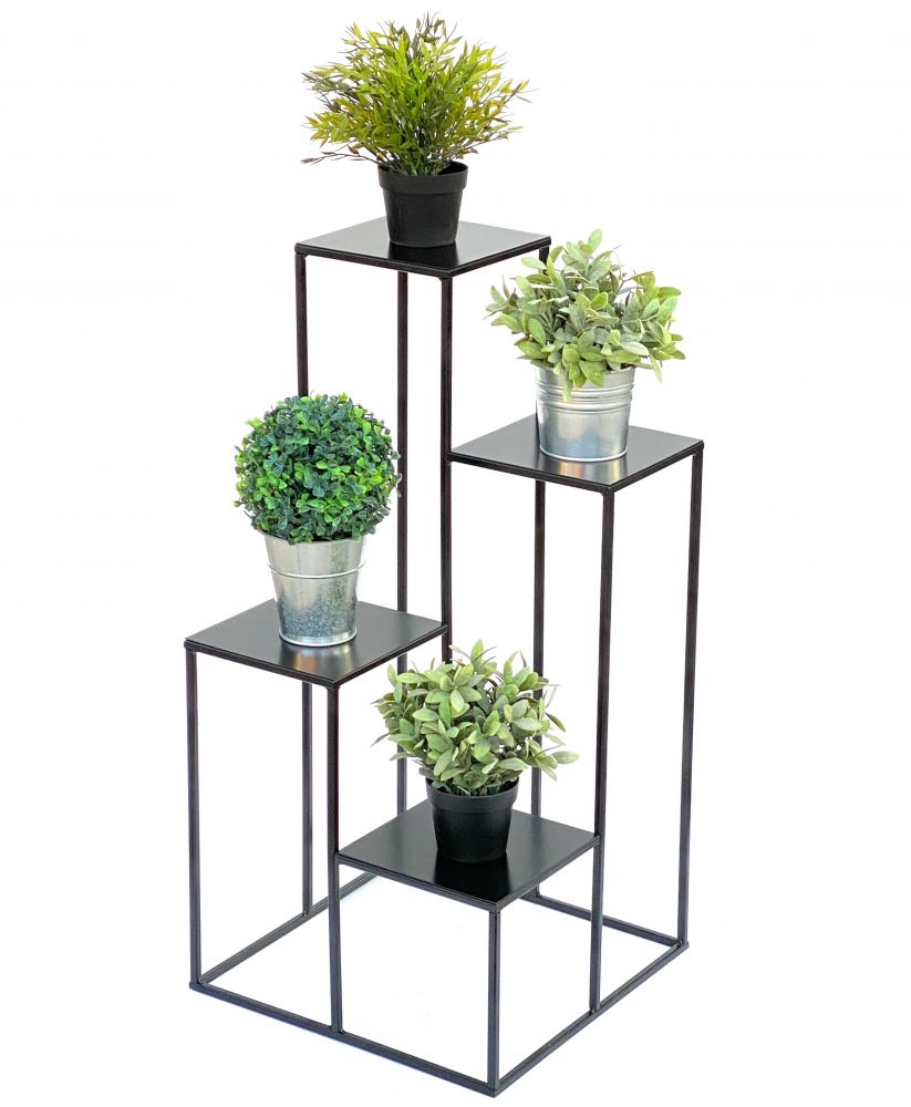 DanDiBo Blumentreppe Metall Schwarz 82 cm Pflanzentreppe Blumenständer 435 Blumensäule Modern Pflanzenständer Blumenhocker