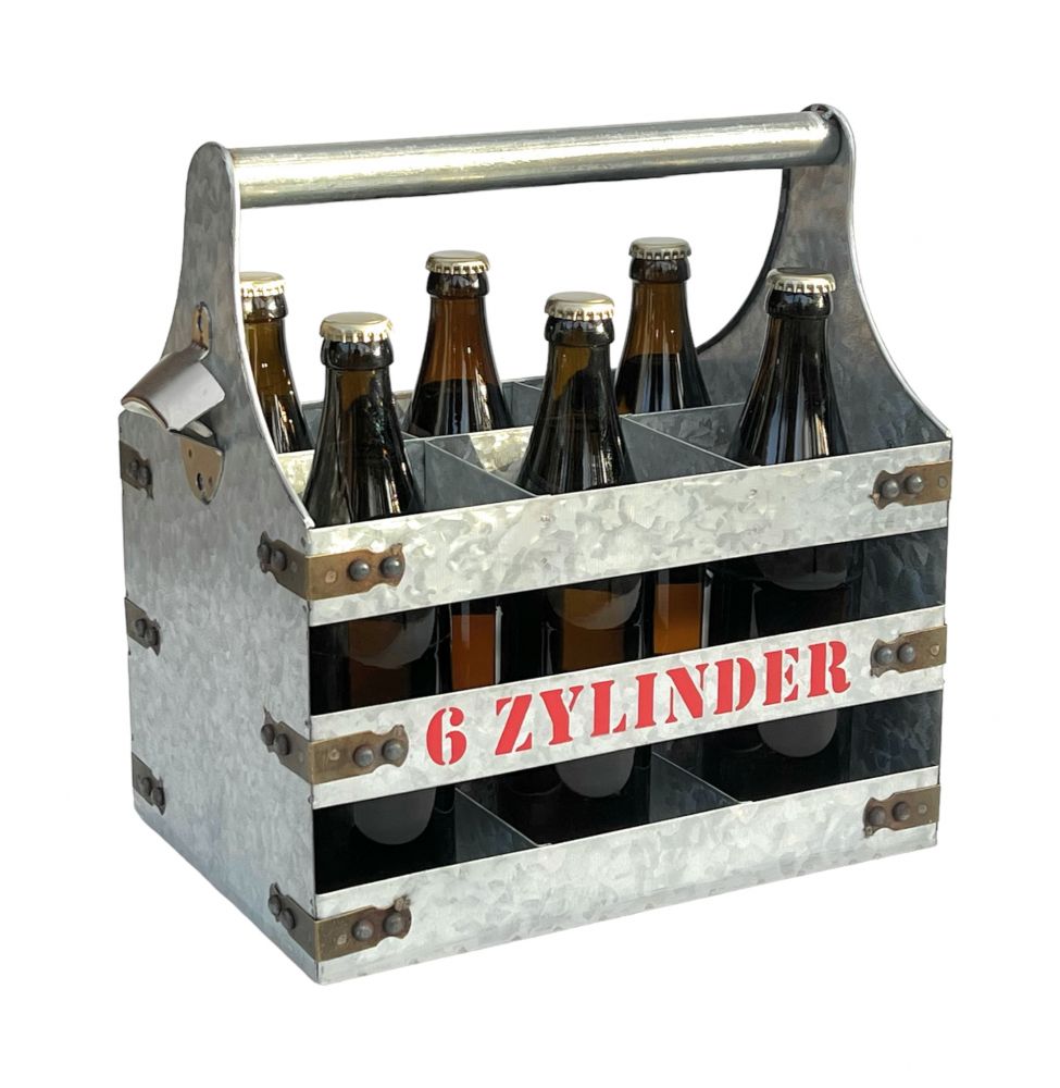 DanDiBo Bierträger Metall mit Öffner Flaschenträger 6 Zylinder V6 96402 Flaschenträger Flaschenöffner Flaschenkorb Männerhandtasche Männergeschenke