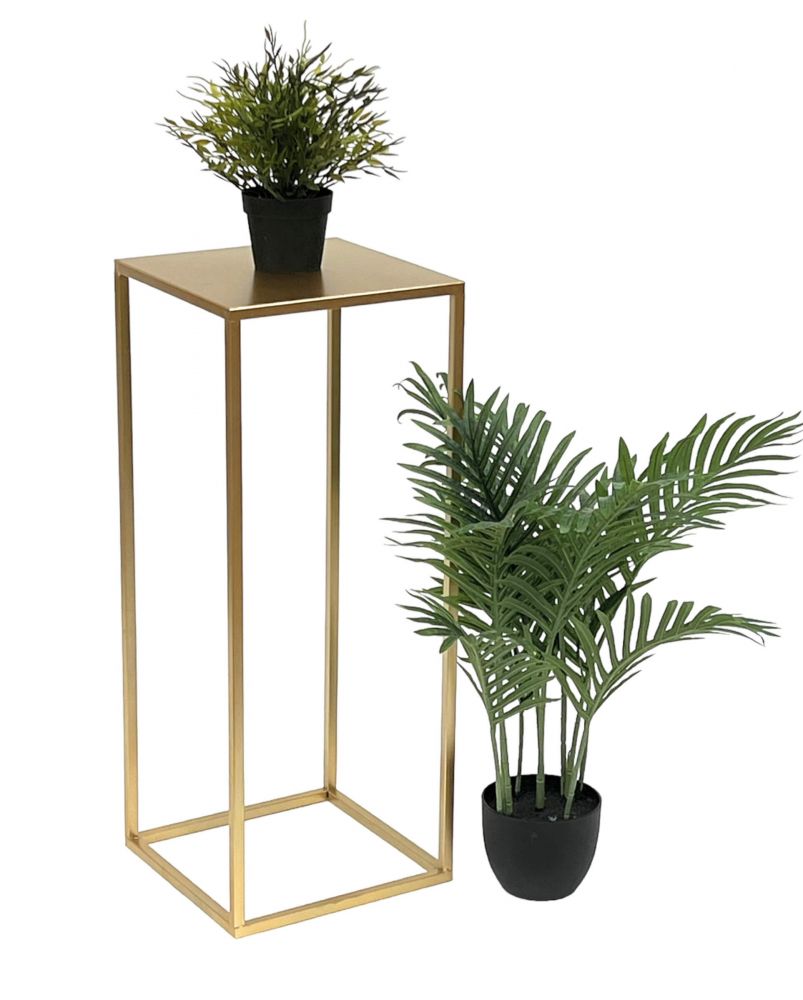 DanDiBo Flower Stool Metal Gold Angular 70 cm Flower Stand Side Table 96506 L Flower Column Modern Plant Stand Plant Stool