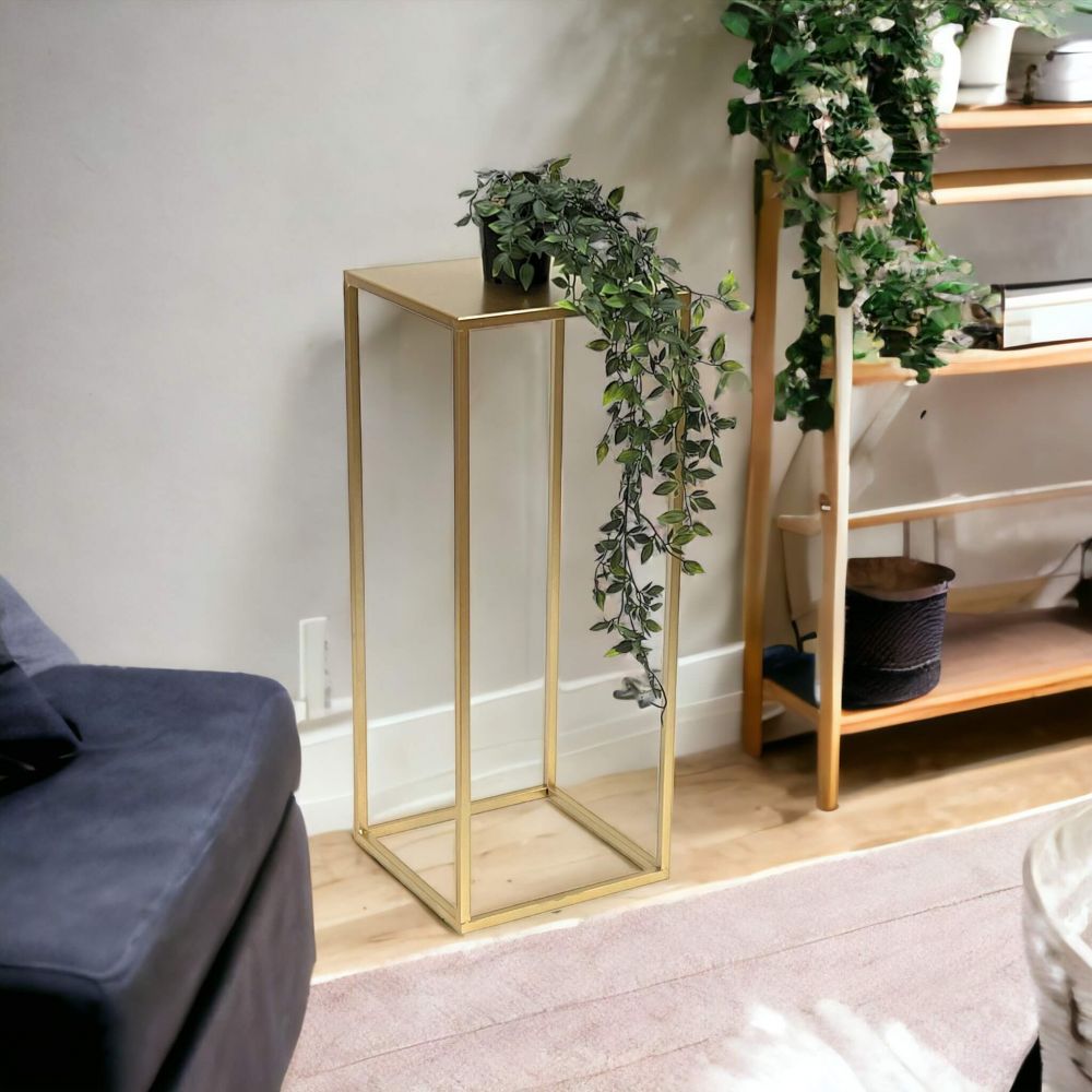 DanDiBo Flower Stool Metal Gold Angular 70 cm Flower Stand Side Table 96506 L Flower Column Modern Plant Stand Plant Stool