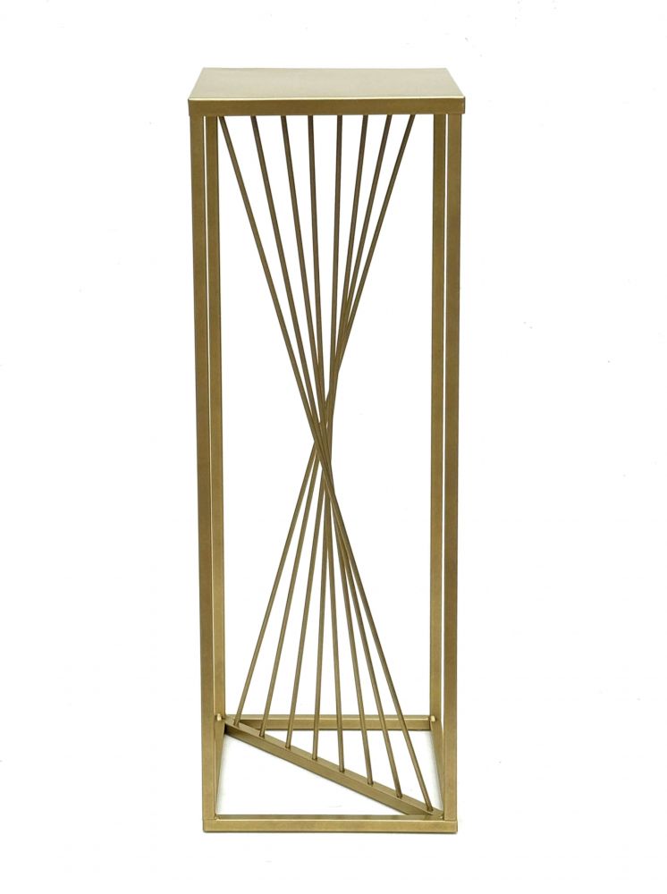 DanDiBo Blumenhocker Metall Gold Eckig 70 cm Blumenständer Beistelltisch 96565 Blumensäule Design Modern Pflanzenständer Pflanzenhocker