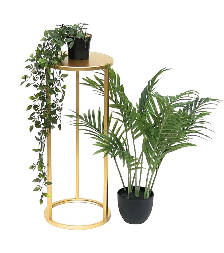 DanDiBo Blumenhocker Metall Gold Rund 60 cm Blumenständer Beistelltisch 96510 M Blumensäule Modern Pflanzenständer Pflanzenhocker