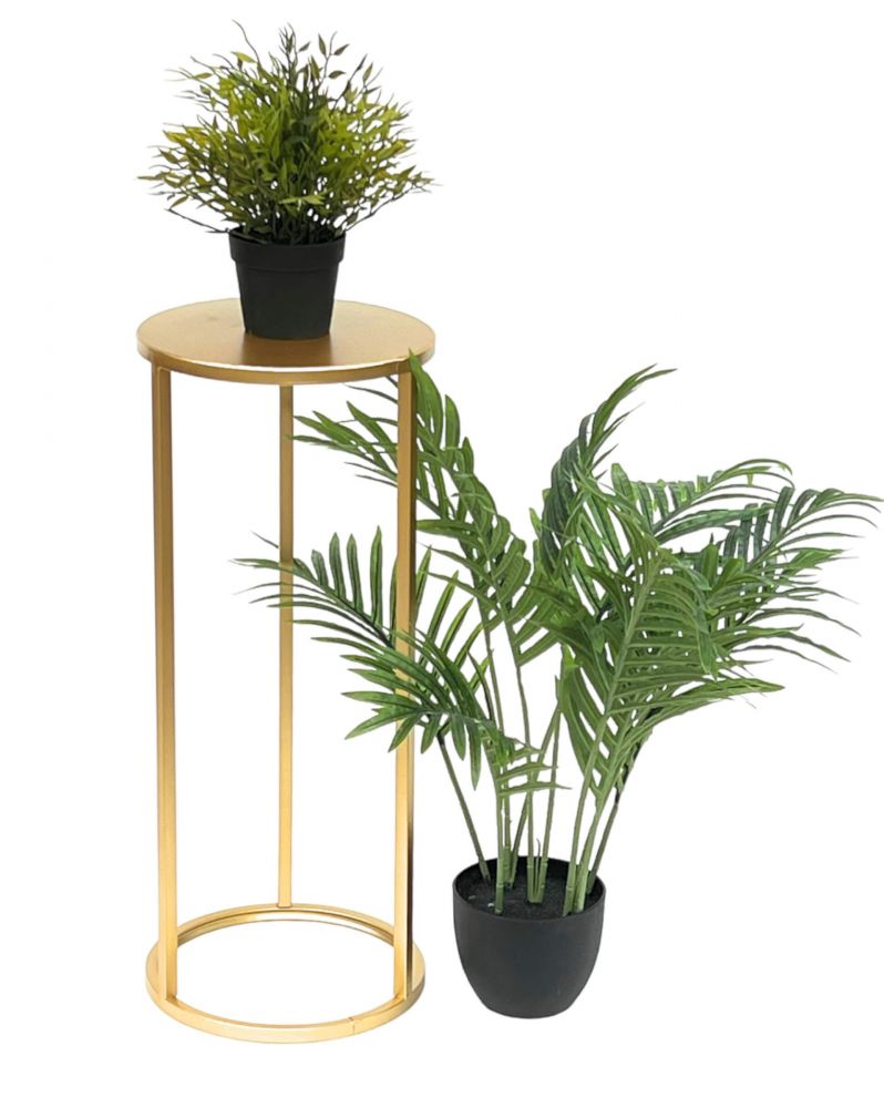 DanDiBo Blumenhocker Metall Gold Rund 60 cm Blumenständer Beistelltisch 96510 M Blumensäule Modern Pflanzenständer Pflanzenhocker