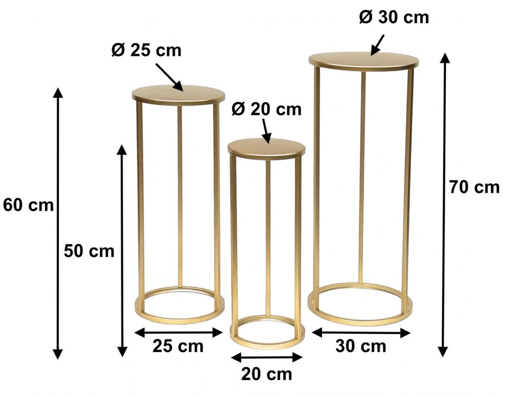 DanDiBo Blumenhocker Metall Gold Rund Blumenständer Beistelltisch 96510 3er Set Blumensäule Modern Pflanzenständer Pflanzenhocker