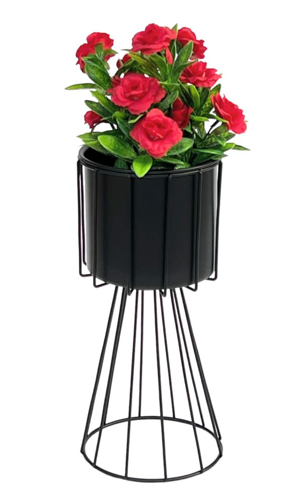 DanDiBo Blumenhocker Metall Schwarz 32 cm Blumenständer 96528 Blumensäule Modern Pflanzenständer Pflanzenhocker