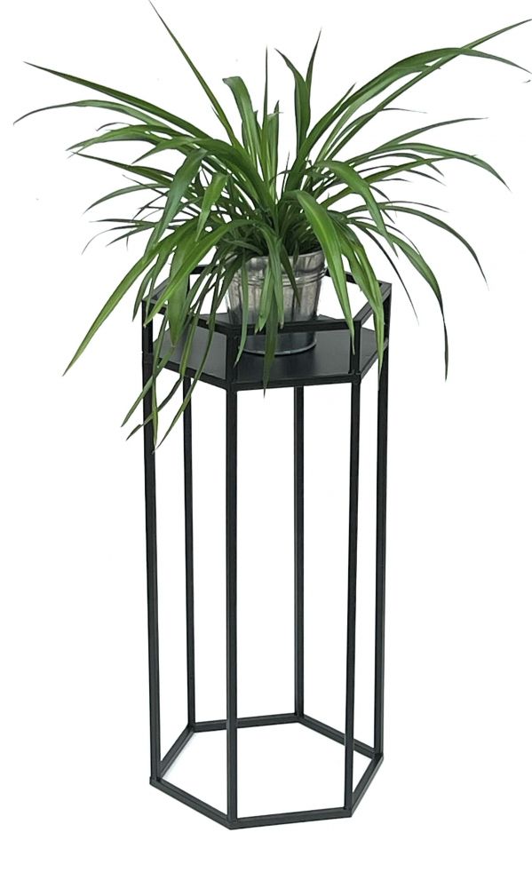 DanDiBo Blumenhocker Metall Schwarz 6eck 60 cm Blumenständer Blumensäule 96453 M Pflanzenhocker Modern Pflanzenständer