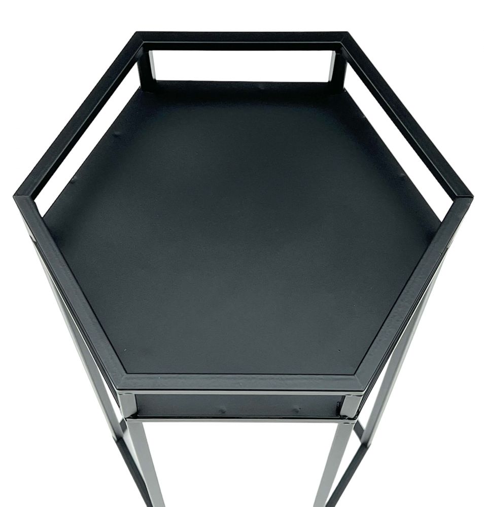 DanDiBo Blumenhocker Metall Schwarz 6eck 60 cm Blumenständer Blumensäule 96453 M Pflanzenhocker Modern Pflanzenständer