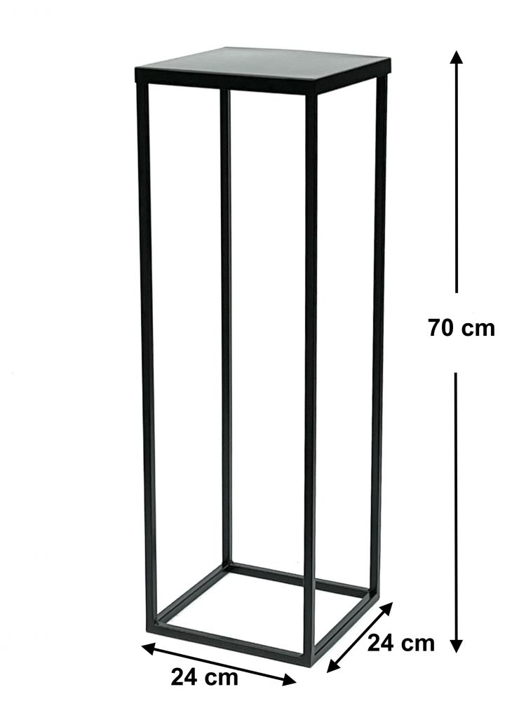 DanDiBo Blumenhocker Metall Schwarz 70 cm Eckig Blumenständer Beistelltisch FRA-005 Blumensäule Modern Pflanzenständer Pflanzenhocker