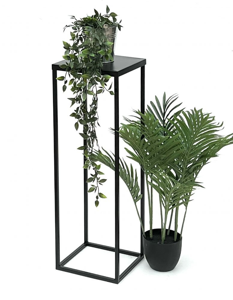 DanDiBo Blumenhocker Metall Schwarz 70 cm Eckig Blumenständer Beistelltisch FRA-005 Blumensäule Modern Pflanzenständer Pflanzenhocker