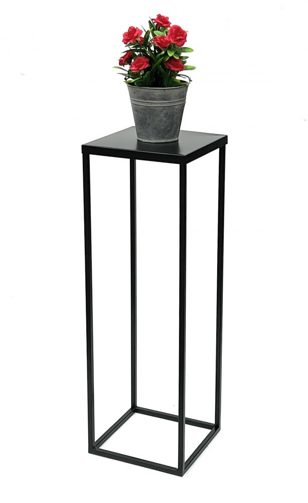 DanDiBo Blumenhocker Metall Schwarz 70 cm Eckig Blumenständer Beistelltisch FRA-005 Blumensäule Modern Pflanzenständer Pflanzenhocker