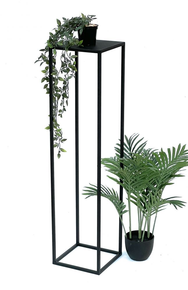 DanDiBo Blumenhocker Metall Schwarz Eckig 100 cm Blumenständer Beistelltisch 96351 Blumensäule Modern Pflanzenständer Pflanzenhocker