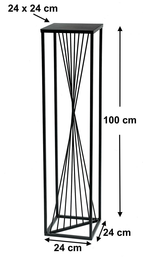 DanDiBo Blumenhocker Metall Schwarz Eckig 100 cm Blumenständer Beistelltisch 96458 Blumensäule Design Modern Pflanzenständer Pflanzenhocker