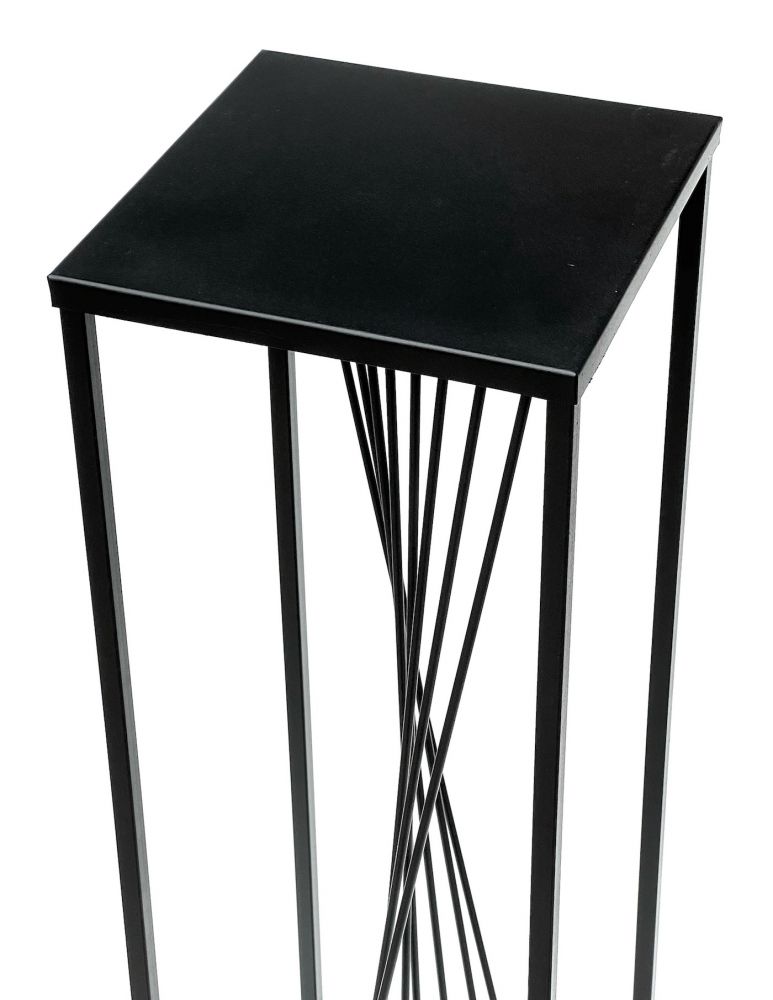 DanDiBo Blumenhocker Metall Schwarz Eckig 100 cm Blumenständer Beistelltisch 96458 Blumensäule Design Modern Pflanzenständer Pflanzenhocker