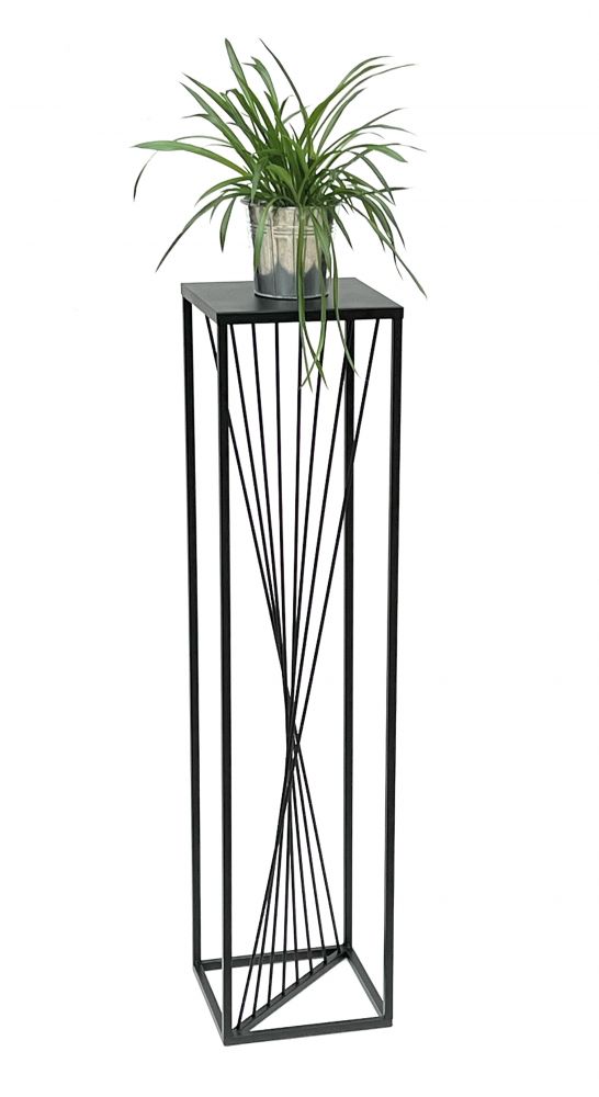 DanDiBo Blumenhocker Metall Schwarz Eckig 100 cm Blumenständer Beistelltisch 96458 Blumensäule Design Modern Pflanzenständer Pflanzenhocker