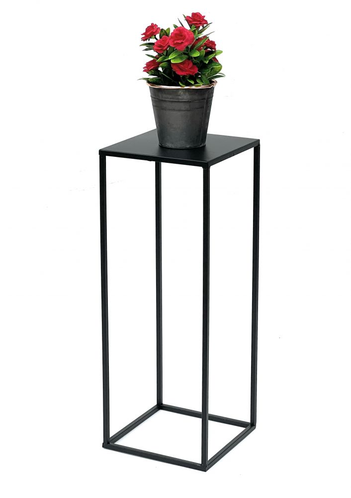 DanDiBo Blumenhocker Metall Schwarz Eckig 60 cm Blumenständer Beistelltisch 96315 M Blumensäule Modern Pflanzenständer Pflanzenhocker