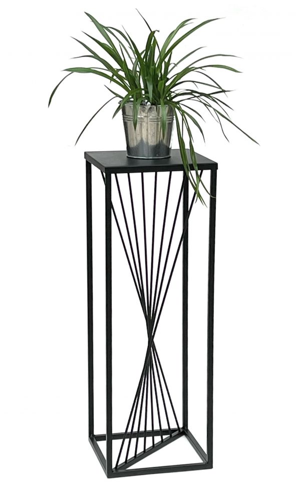 DanDiBo Flower Stool Metal Black Square 70 cm Flower Stand Side Table 96457 Flower Column Design Modern Plant Stand Plant Stool