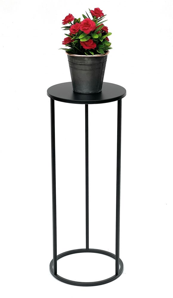 DanDiBo Blumenhocker Metall Schwarz Rund 60 cm Blumenständer Beistelltisch 96316 M Blumensäule Modern Pflanzenständer Pflanzenhocker