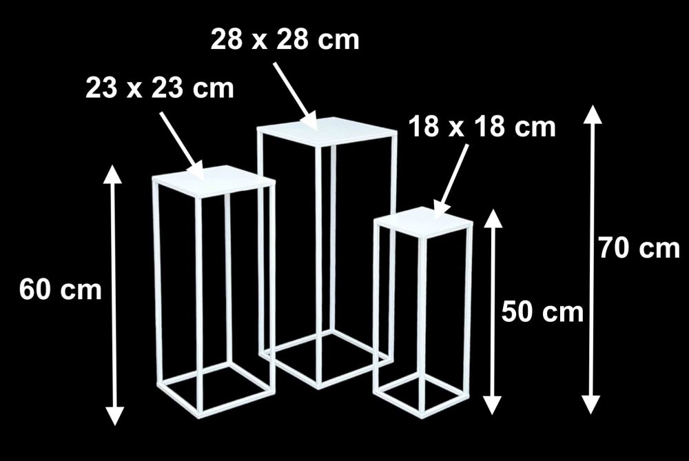 DanDiBo Blumenhocker Metall Weiß Eckig Blumenständer Beistelltisch 96482 3er Set Blumensäule Modern Pflanzenständer Pflanzenhocker