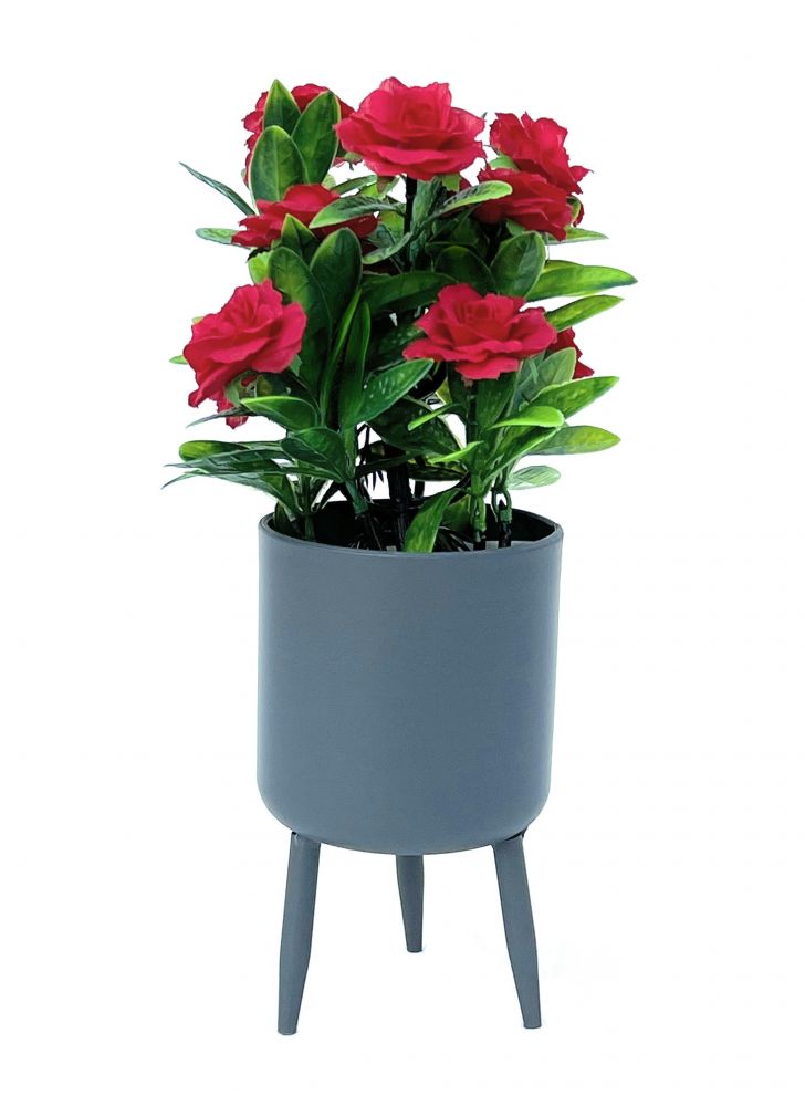 DanDiBo Blumentopf mit Füßen Pflanztopf Blumenkübel mit Beinen Metall Grau 17 cm 96260 S Modern Pflanzenständer