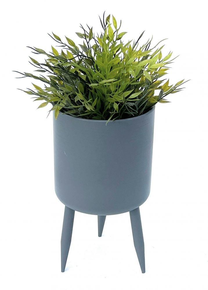 DanDiBo Blumentopf mit Füßen Pflanztopf Blumenkübel mit Beinen Metall Grau 27 cm 96260 L Modern Pflanzenständer