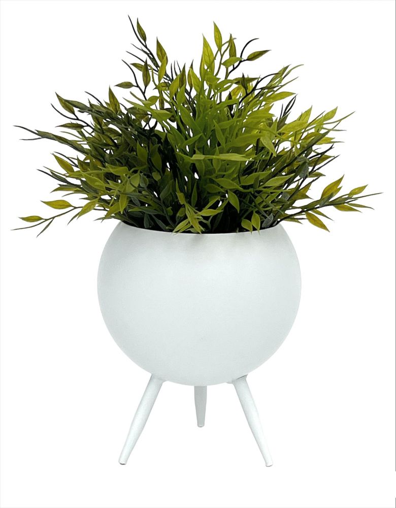 DanDiBo Blumenhocker Metall mit Topf Weiß 19 cm Blumenständer 96259 S Blumensäule Modern Pflanzenständer Pflanzenhocker