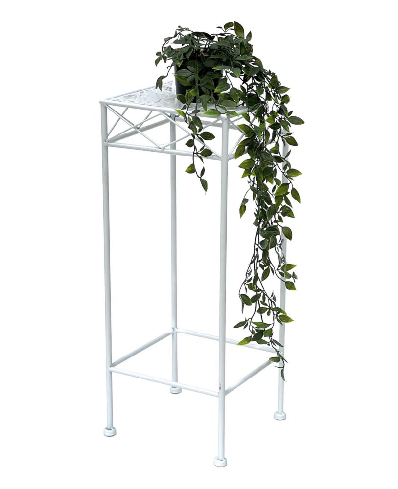 DanDiBo Flower Stool White Metal Angular 60 cm Flower Stand 96314 M Side Table Flower Column Modern Plant Stand Plant Stool