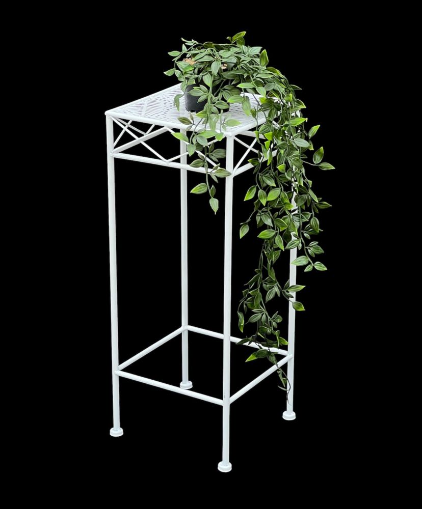 DanDiBo Flower Stool White Metal Angular 60 cm Flower Stand 96314 M Side Table Flower Column Modern Plant Stand Plant Stool