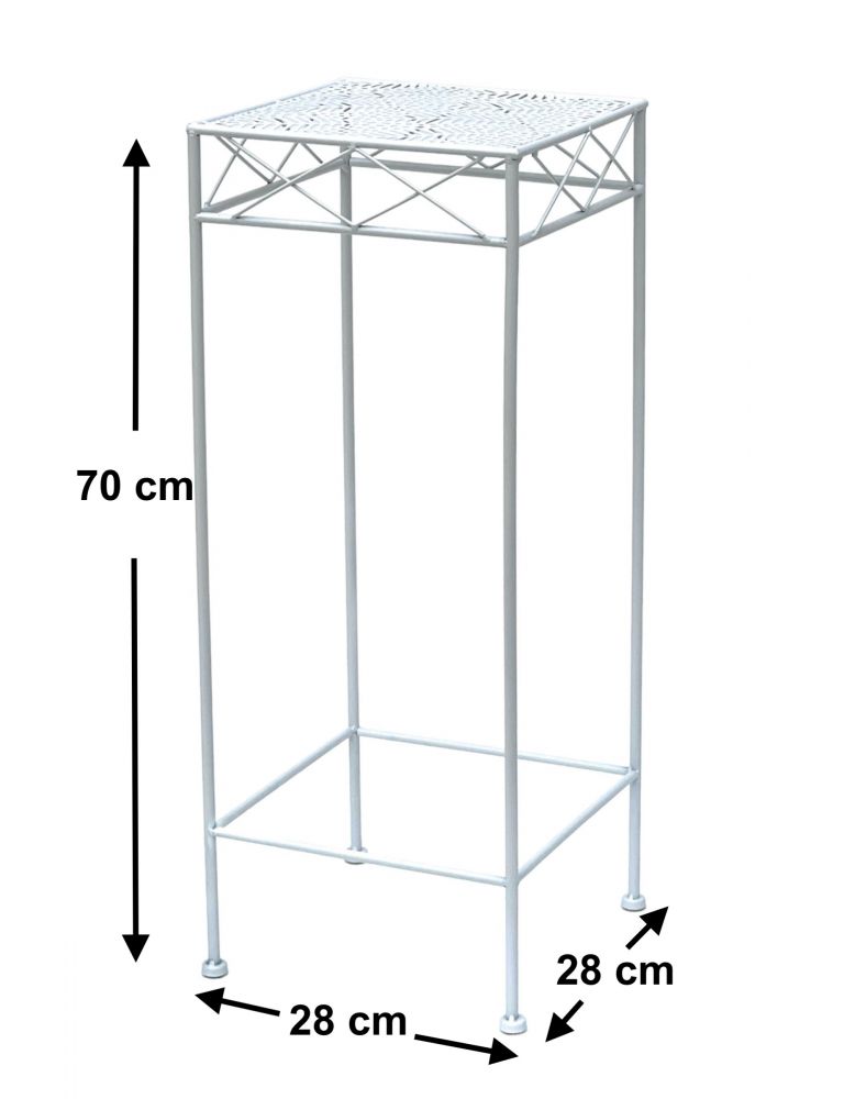 DanDiBo Blumenhocker Weiß Metall Eckig 70 cm Blumenständer 96314 L Beistelltisch Blumensäule Modern Pflanzenständer Pflanzenhocker