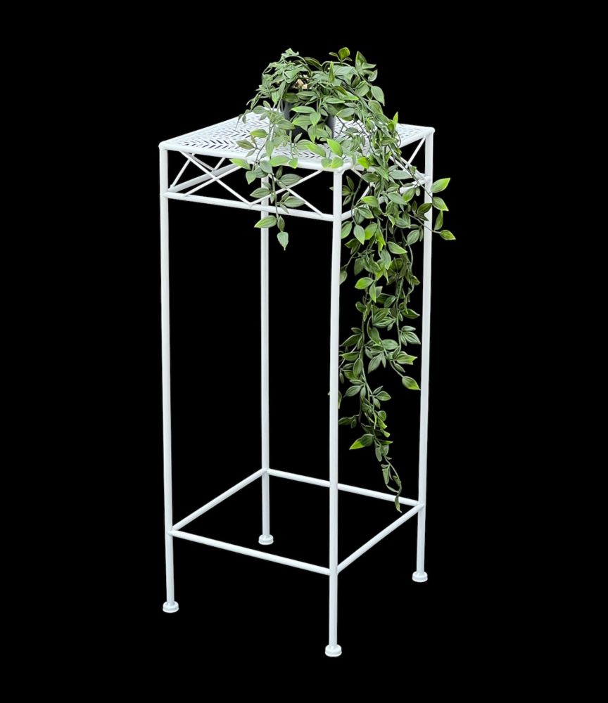 DanDiBo Blumenhocker Weiß Metall Eckig 70 cm Blumenständer 96314 L Beistelltisch Blumensäule Modern Pflanzenständer Pflanzenhocker