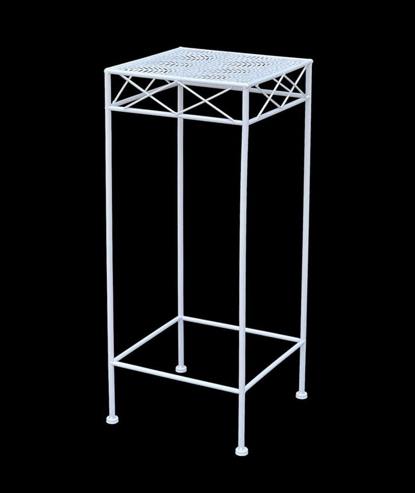 DanDiBo Blumenhocker Weiß Metall Eckig 70 cm Blumenständer 96314 L Beistelltisch Blumensäule Modern Pflanzenständer Pflanzenhocker