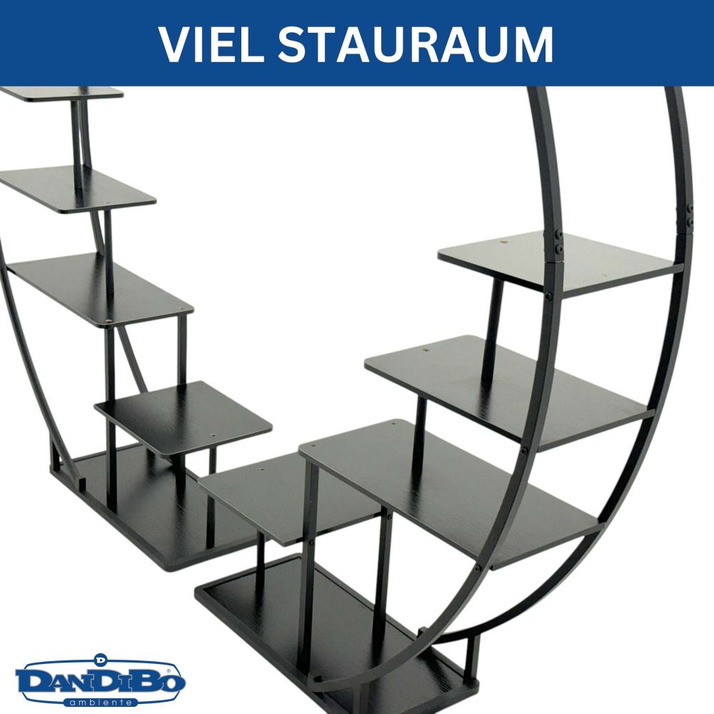 DanDiBo Blumenregal indoor 170 cm Hoch Metall Schwarz Rund 96586 Blumentreppe Groß Halbrund Pflanzenständer Modern Design