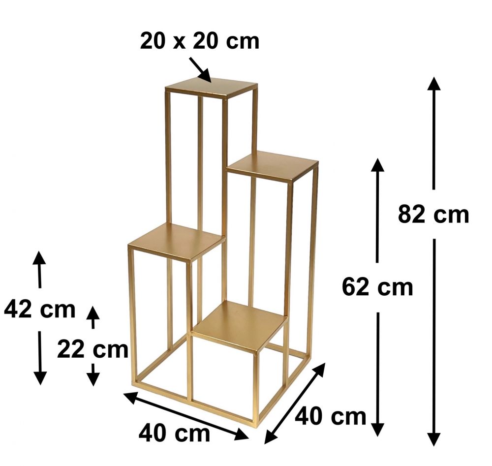 DanDiBo Blumentreppe Metall Gold 82 cm Pflanzentreppe Blumenständer 96505 Blumensäule Modern Pflanzenständer Blumenhocker