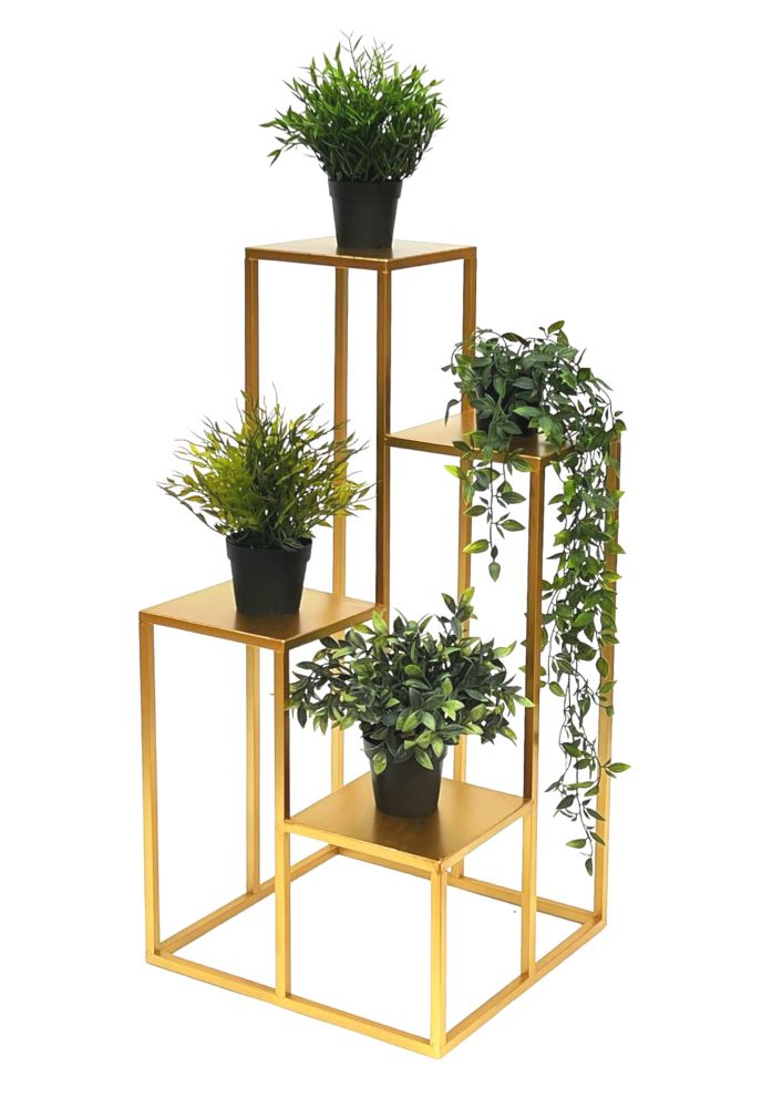 DanDiBo Blumentreppe Metall Gold 82 cm Pflanzentreppe Blumenständer 96505 Blumensäule Modern Pflanzenständer Blumenhocker