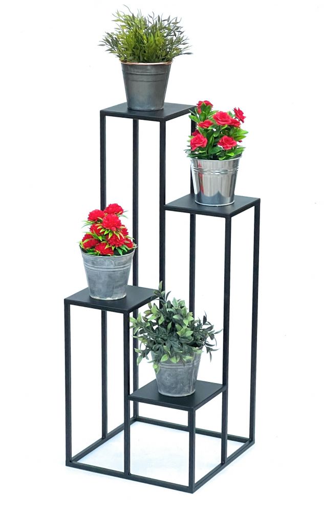 DanDiBo Blumentreppe Metall Schwarz 90 cm Pflanzentreppe Blumenständer 96354 Blumensäule Modern Pflanzenständer Blumenhocker